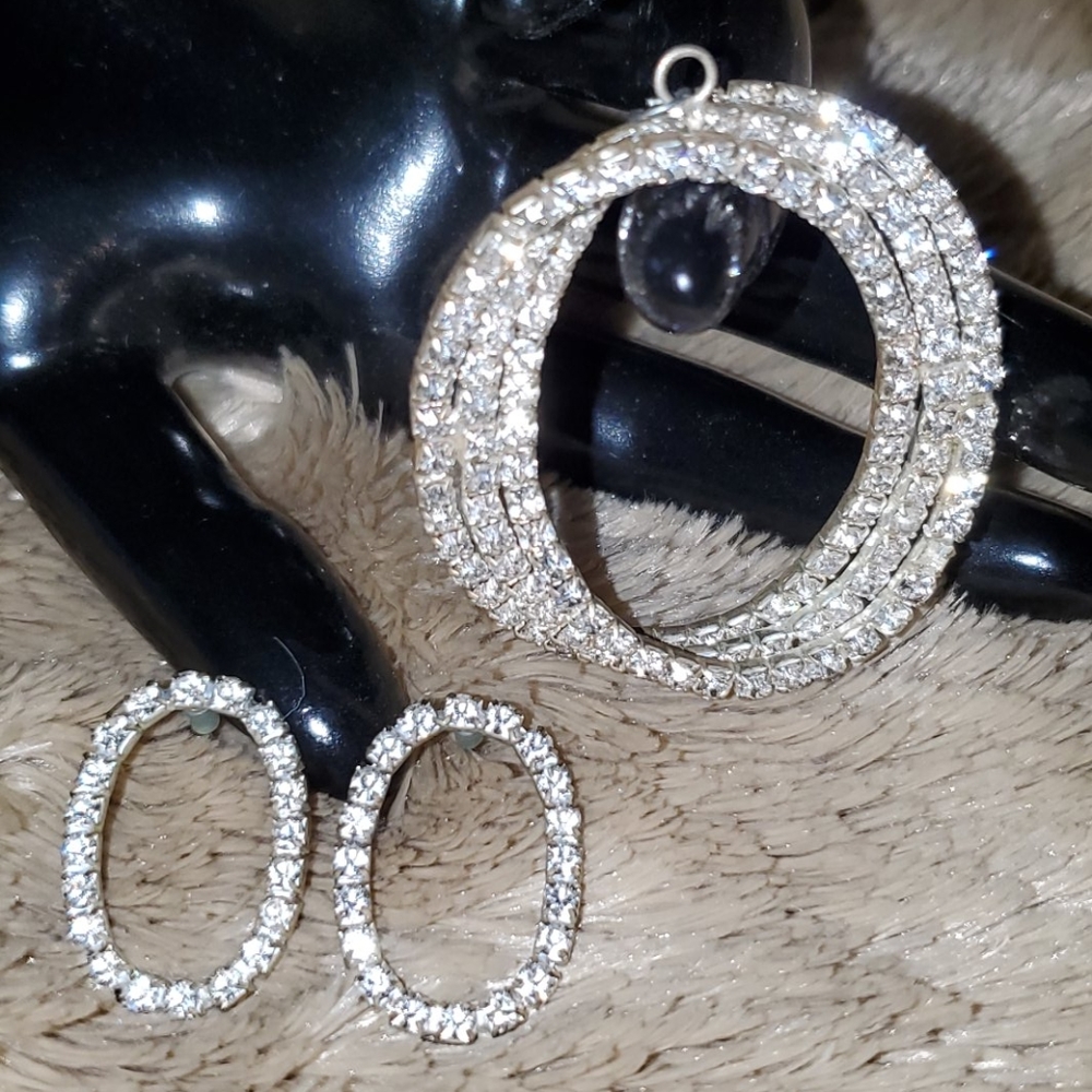 Rhinestone Pendant & Earrings Set